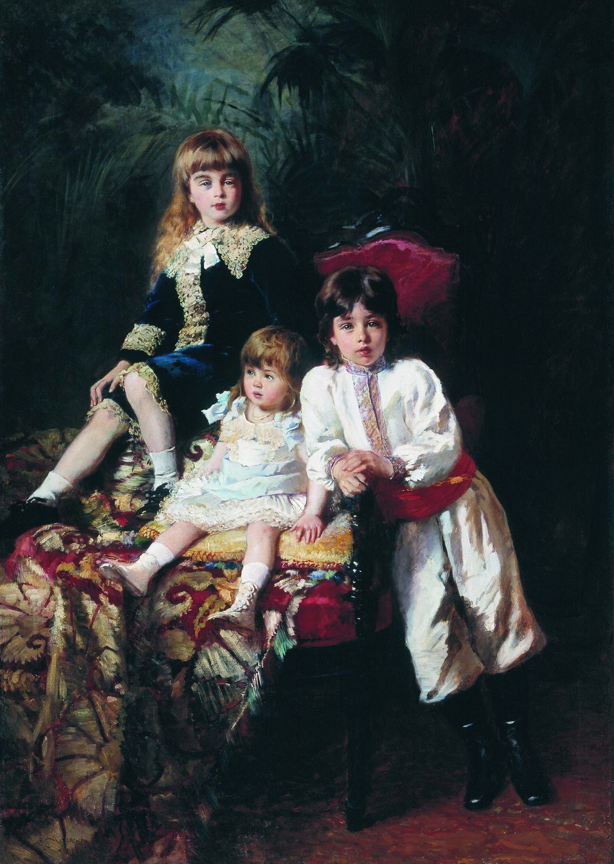 The Balashov Children, vintage artwork by Konstantin Yegorovich Makovsky, 12x8" (A4) Poster