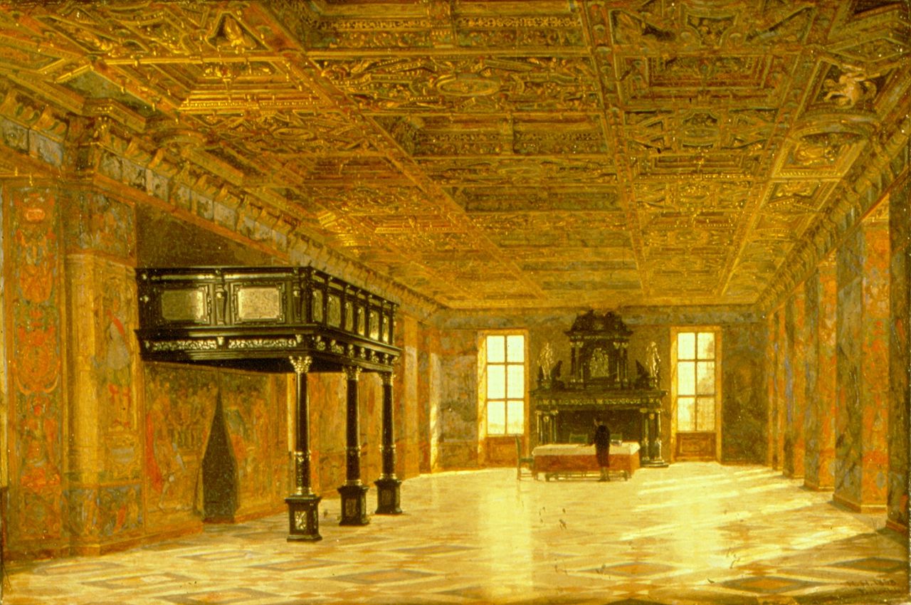 The Knights' Hall, vintage artwork by Heinrich Hansen, A3 (16x12") Poster Print