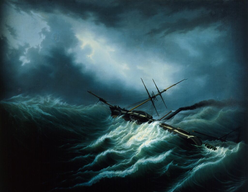 Hurricane on the North Sea, vintage artwork by Hubert Sattler, A3 (16x12") Poster Print