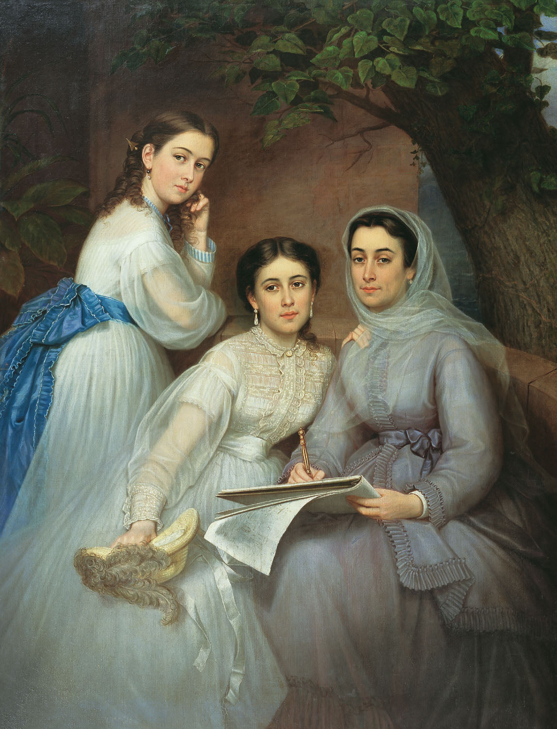 Portrait of the Matyunin Family, vintage artwork by Ekaterina Khilkova, 12x8" (A4) Poster