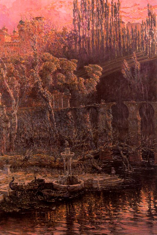 Fuente de la Sultana, vintage artwork by Antonio Muñoz Degrain, 12x8" (A4) Poster