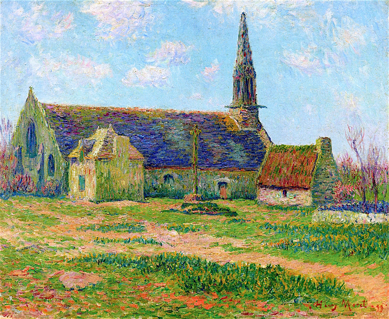 Church at Tregunc, vintage artwork by Henry Moret, 12x8" (A4) Poster