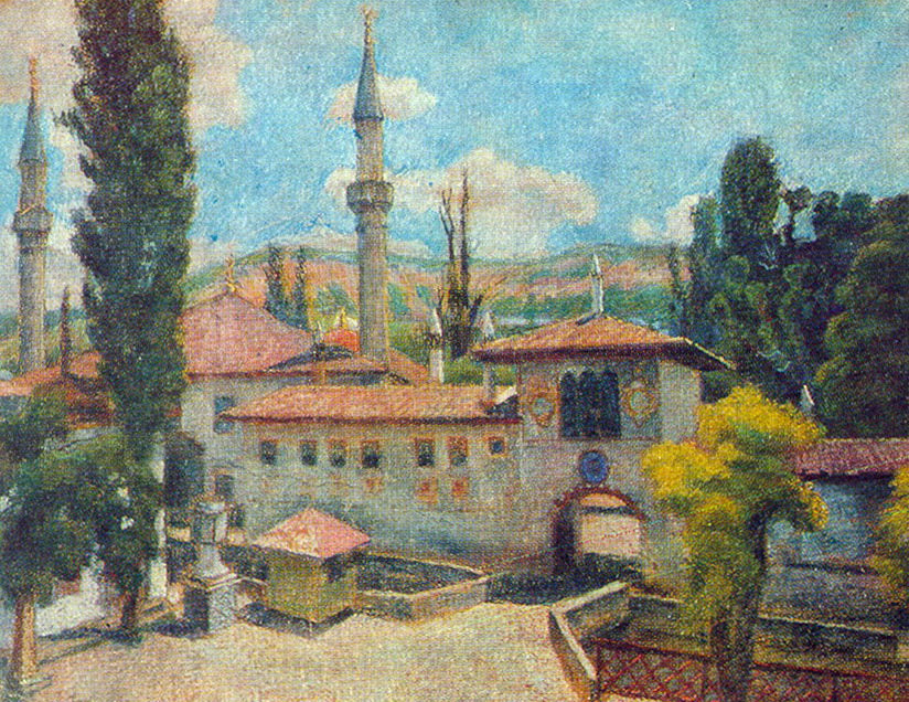 Bakhchisaray. Khan's Palace, vintage artwork by Ilya Mashkov, 12x8" (A4) Poster