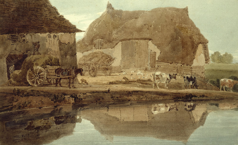 Phineas Borret's Farm near Saffron Walden, vintage artwork by Thomas Girtin, 12x8" (A4) Poster