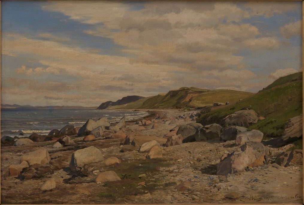 Beach at Helgenæs, vintage artwork by Janus La Cour, 12x8" (A4) Poster