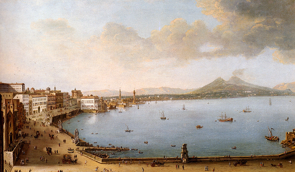 View Of Naples From The Strada Di Santa Lucia, vintage artwork by Antonio Joli, 12x8" (A4) Poster