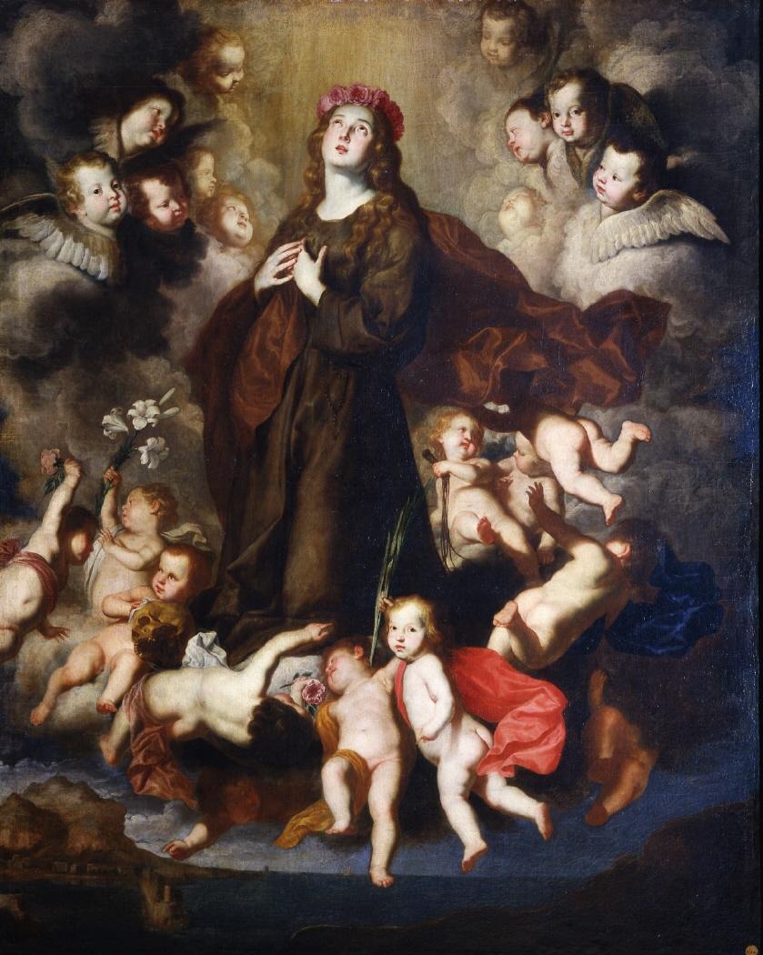 Saint Rosalia in Glory, vintage artwork by Pietro Novelli, 12x8" (A4) Poster