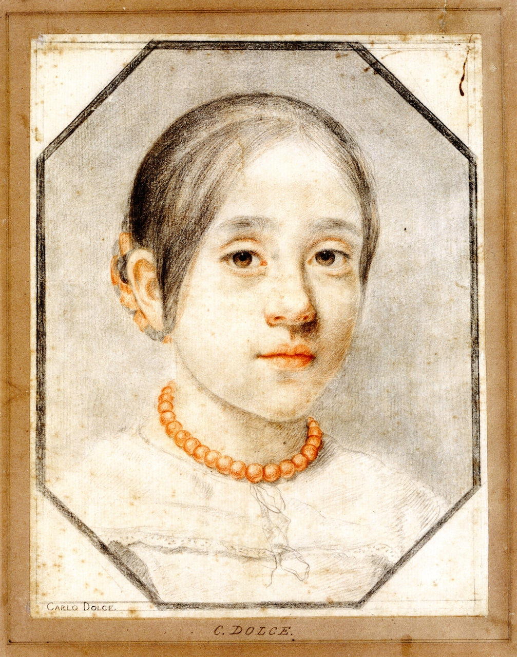 Portrait of Agata Dolci, vintage artwork by Carlo Dolci, 12x8" (A4) Poster