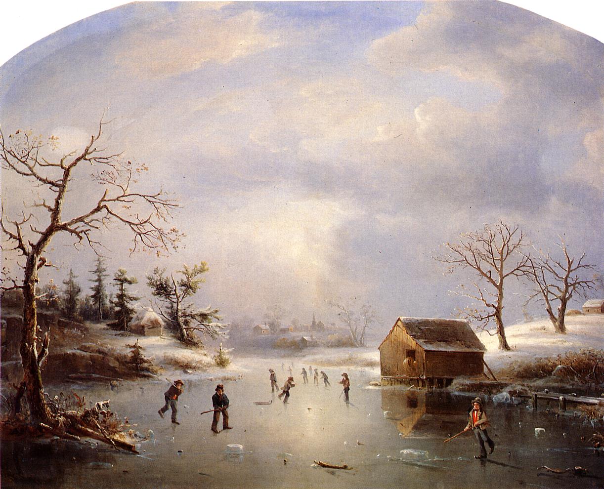 Skating Pond at Morristown, New Jersey, vintage artwork by Regis François Gignoux, A3 (16x12") Poster Print