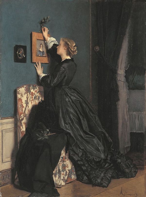 In the Boudoir, vintage artwork by Alfred Émile Leopold Stevens, 12x8" (A4) Poster