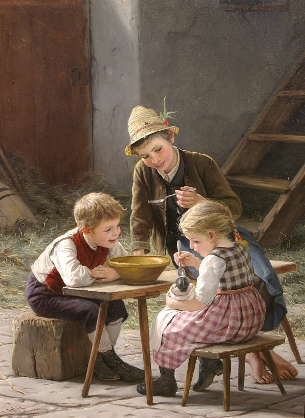 Baby Doll's Dinner, vintage artwork by Gustave Igler, 12x8" (A4) Poster
