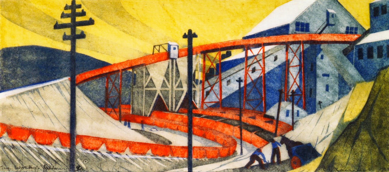 The Works, Yallourn, vintage artwork by Ethel Spowers, 12x8" (A4) Poster