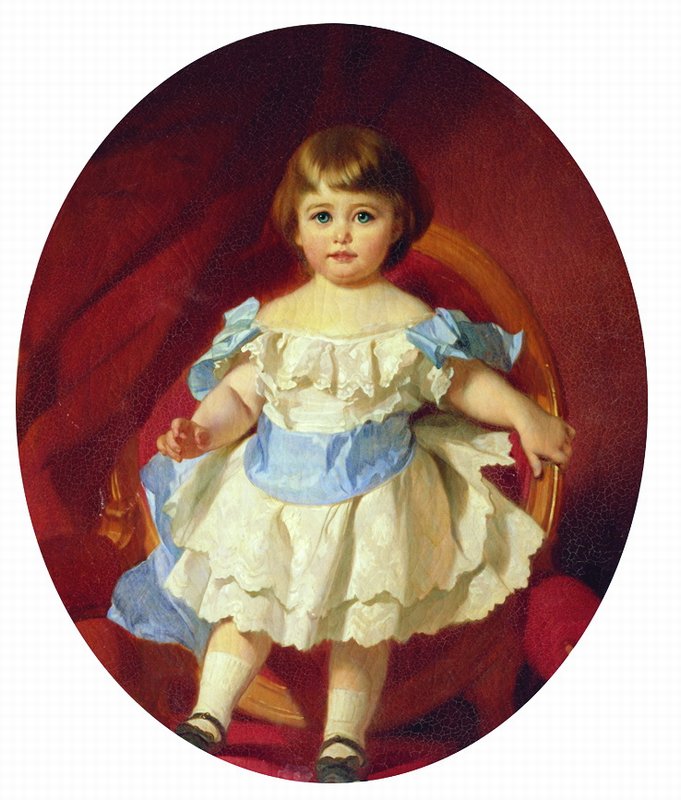 Portrait of Countess M.S. Sheremetev as a Child, vintage artwork by Ivan Makarov, 12x8" (A4) Poster
