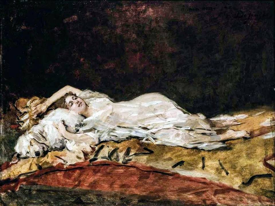 A model and her dog, vintage artwork by Gustave-Leonard de Jonghe, 12x8" (A4) Poster