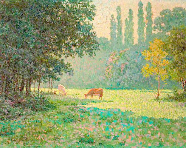 Two Cows in a Pasture by Claude-Emil Schuffenecker,A3(16x12")Poster