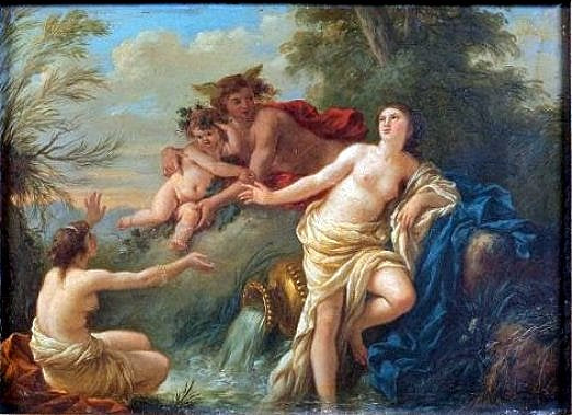 Mercury Confiding the Infant Bacchus to the Nymphs of Nysa, vintage artwork by Jean-Jacques Lagrenee, 12x8" (A4) Poster