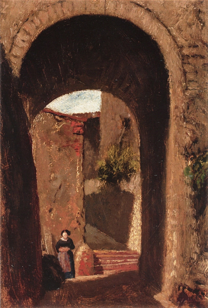 Archway with Woman, vintage artwork by Elihu Vedder, 12x8" (A4) Poster