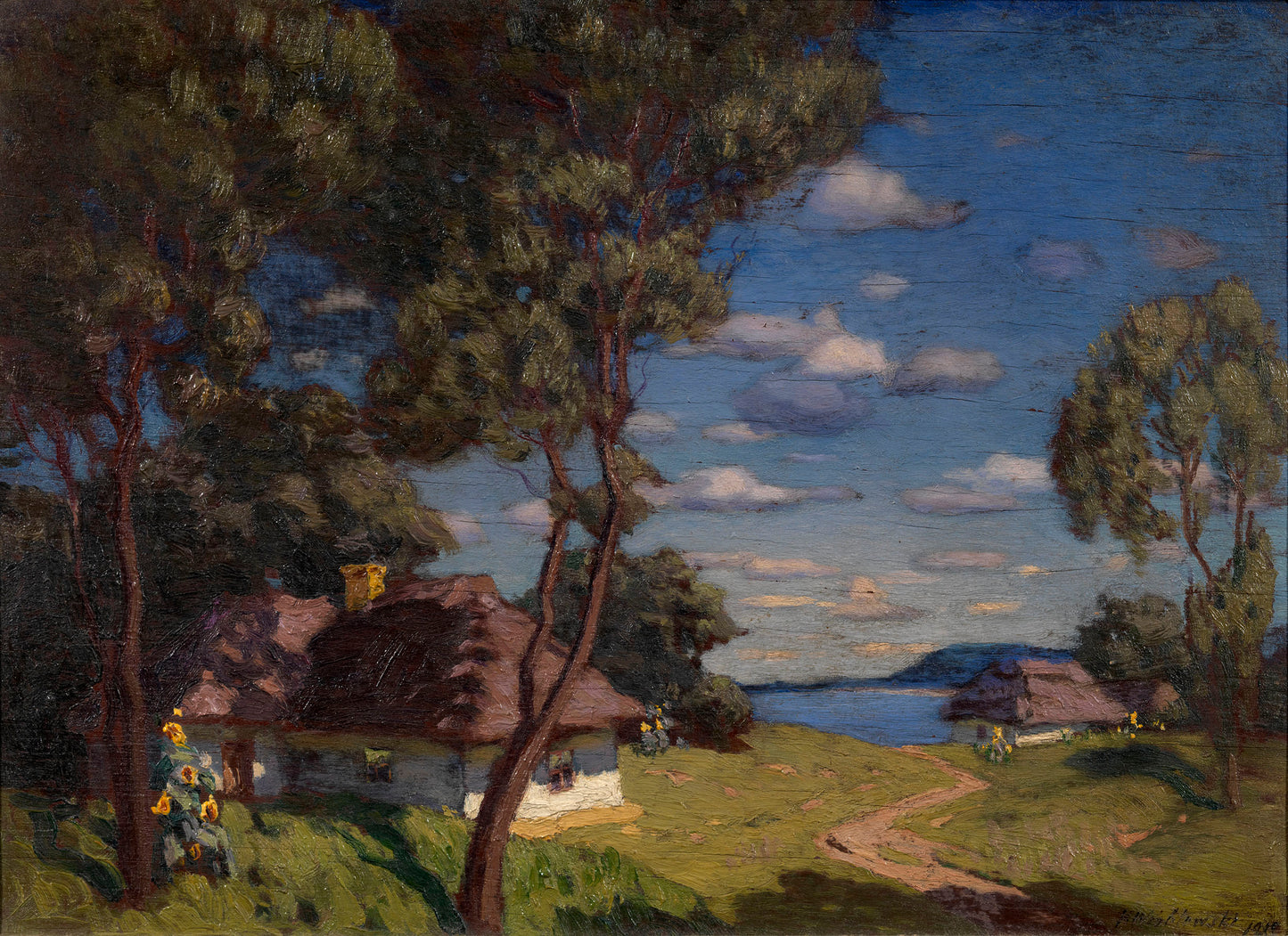 Ukrainian Landscape with Cottages by Konstantin Vroblevsky,A3(16x12")Poster
