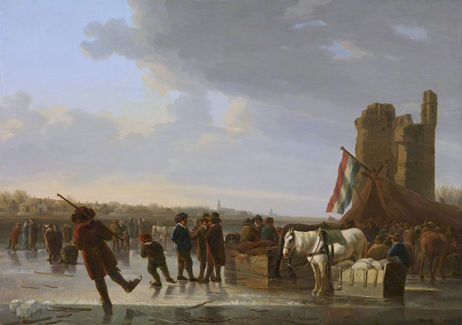 On the Ice, vintage artwork by Aelbert Cuyp, 12x8" (A4) Poster