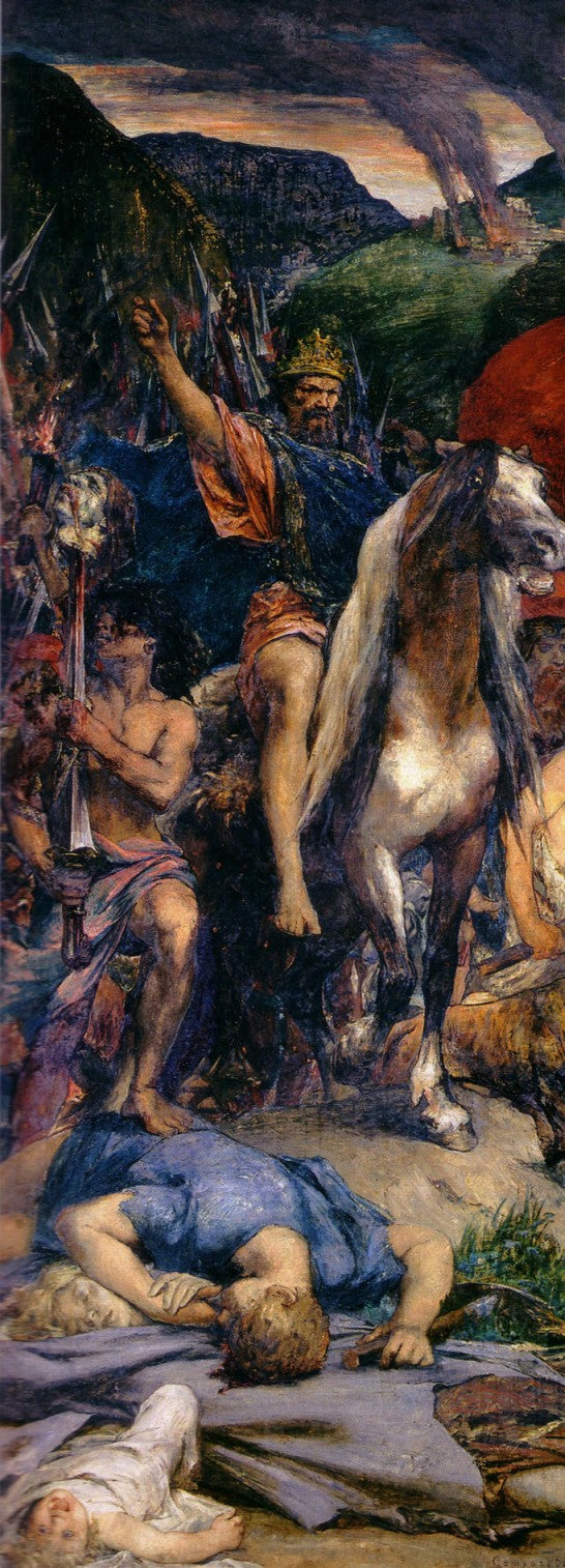 Attila and his Army Marching on Paris (Detail), vintage artwork by Jules-Élie Delaunay, 12x8" (A4) Poster