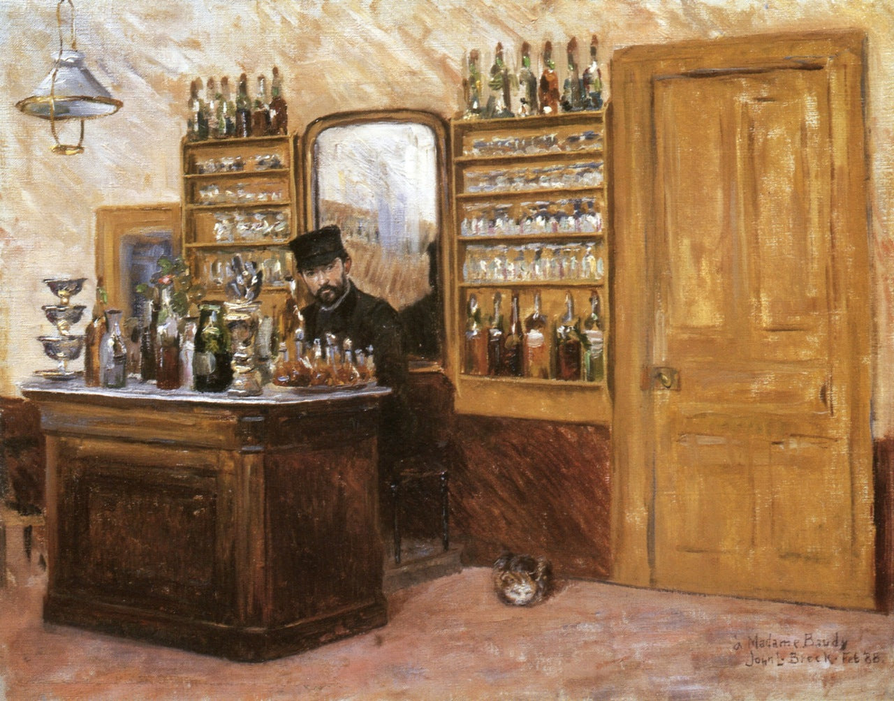 Monsieur Baudy behind His Desk, vintage artwork by John Leslie Breck, 12x8" (A4) Poster