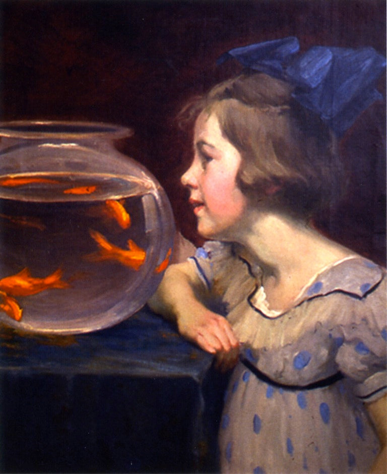 Girl and Goldfish by Jean Mannheim,A3(16x12")Poster