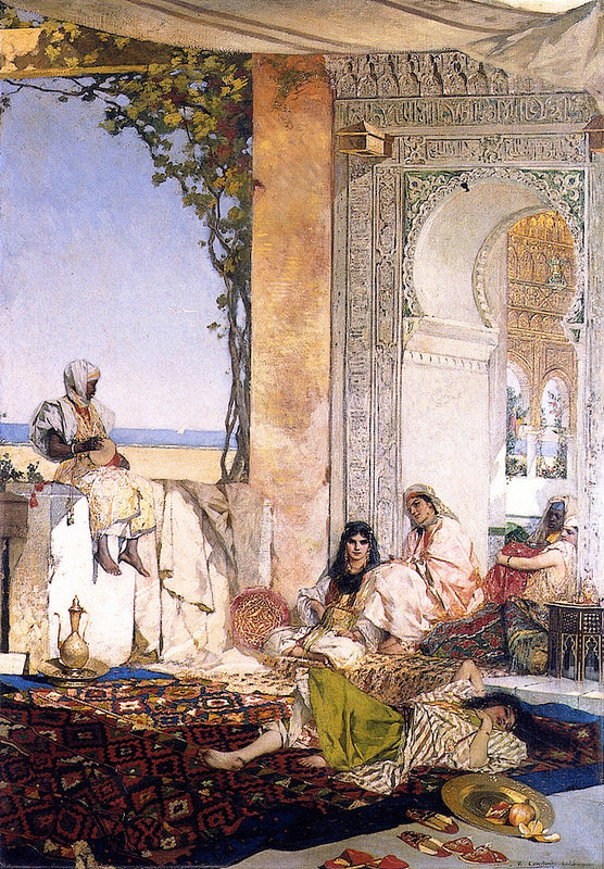 Women of the Harem, Morocco, vintage artwork by John Joseph Benjamin Constant, 12x8" (A4) Poster