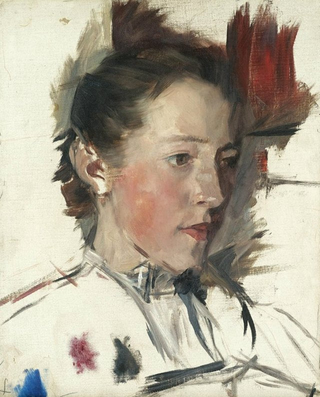 Farm Girl, vintage artwork by Wilhelm Leibl, 12x8" (A4) Poster