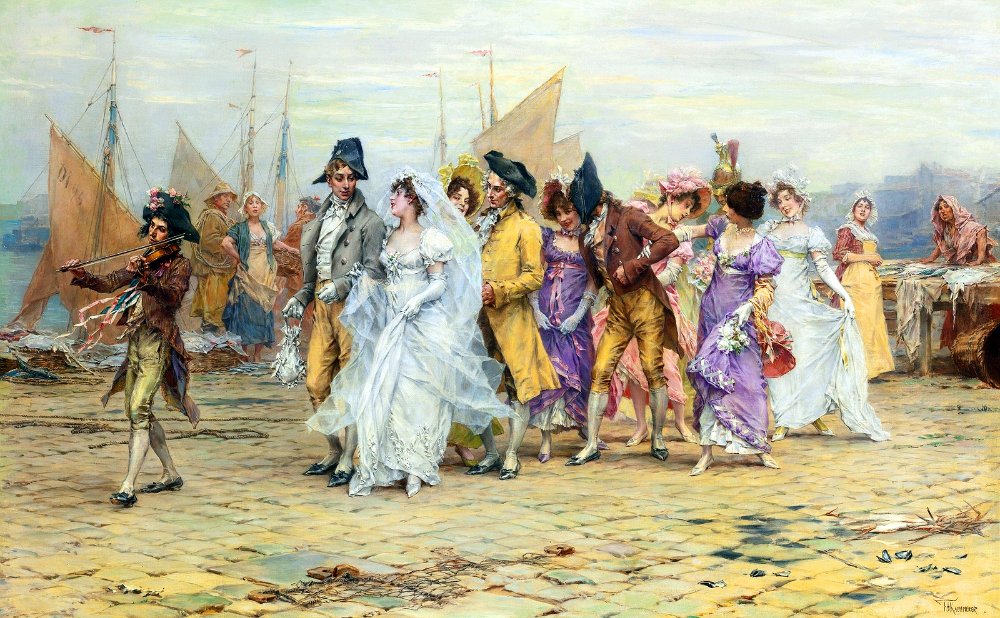 The Wedding Procession, vintage artwork by Frederik Henrdik Kaemmerer, 12x8" (A4) Poster