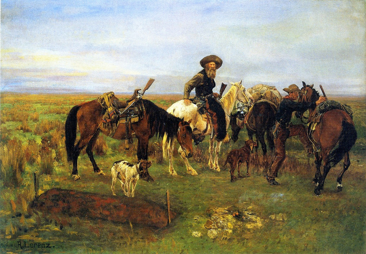 Burial on the Plains, vintage artwork by Richard Lorenz, 12x8" (A4) Poster