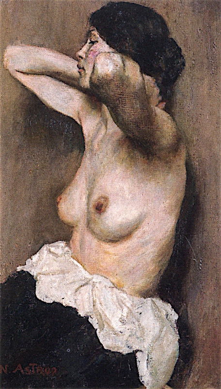 Half-Length Female Nude, vintage artwork by Nicolai Astrup, 12x8" (A4) Poster