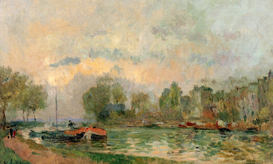The Harbor at Charenton, vintage artwork by Albert Lebourg, 12x8" (A4) Poster
