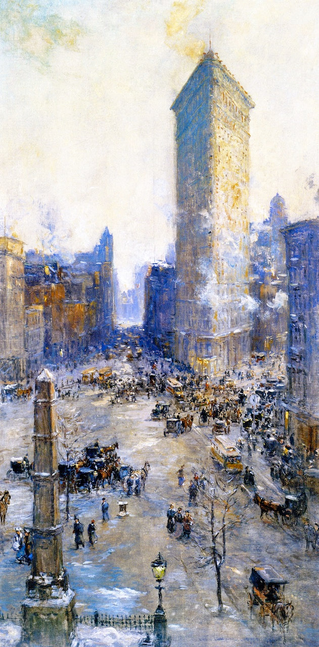 Flatiron Building, vintage artwork by Colin Campbell Cooper, 12x8" (A4) Poster