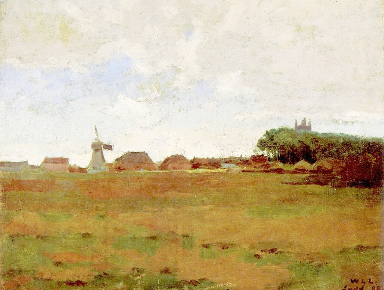 Lydd, England, vintage artwork by William Langson Lathrop, 12x8" (A4) Poster