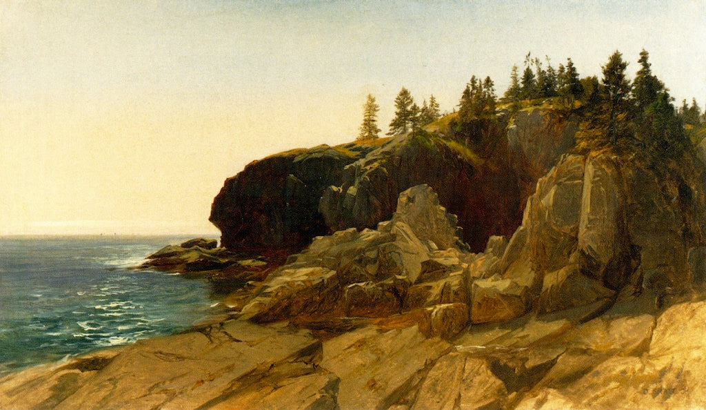 Whitehead Cliffs, Maine, vintage artwork by Aaron Draper Shattuck, 12x8" (A4) Poster