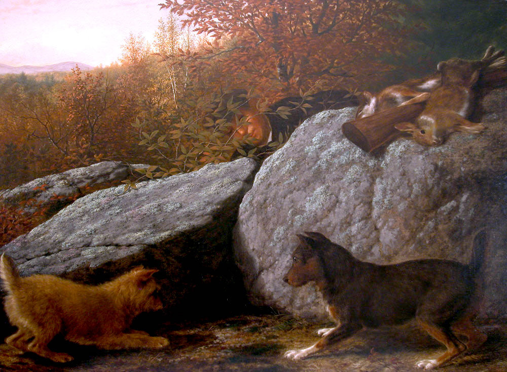 Rabbit Hunting, vintage artwork by Thomas Hewes Hinckley, A3 (16x12") Poster Print