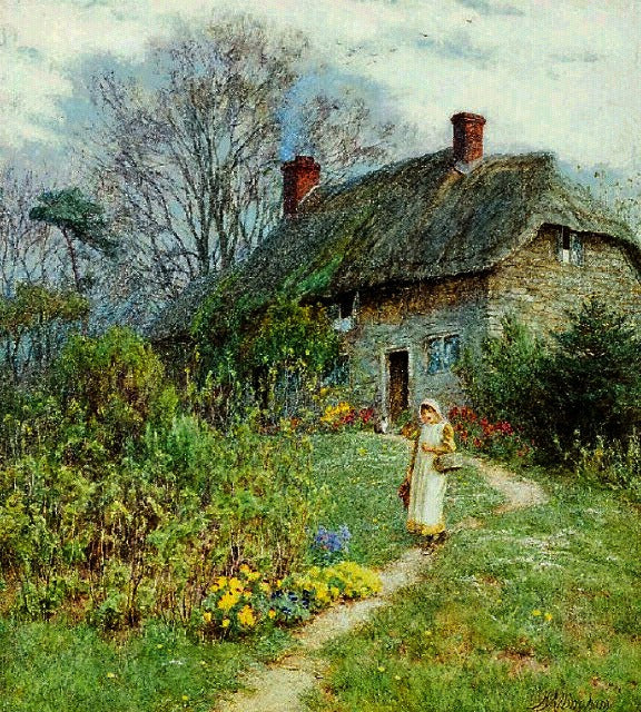 A Cottage at Bothenhampton,Dorset, vintage artwork by Helen Allingham, 12x8" (A4) Poster