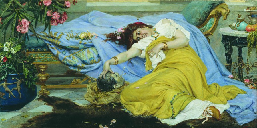 Fulvia with Cicero's Head, vintage artwork by Pavel Svedomsky, 12x8" (A4) Poster