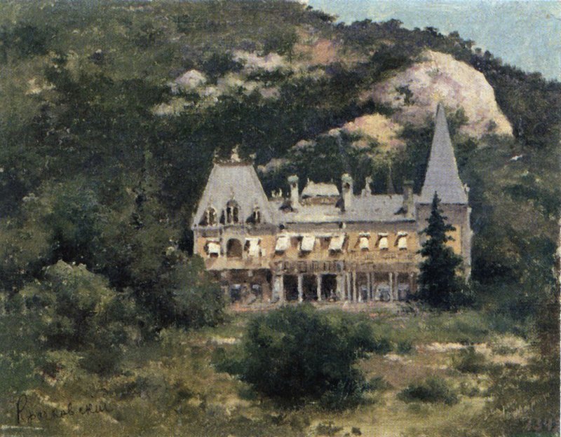 Massandra Palace, vintage artwork by Iosif Krachkovsky, 12x8" (A4) Poster