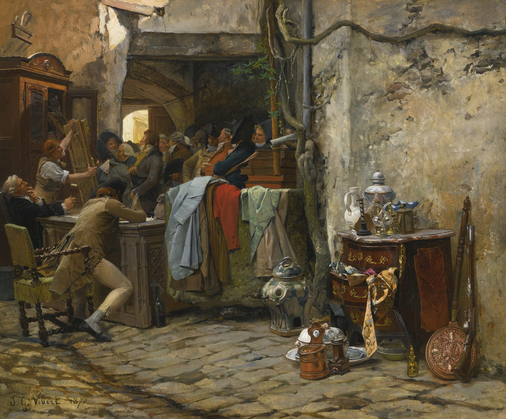 The Movable Sale, vintage artwork by Jehan-Georges Vibert, 12x8" (A4) Poster