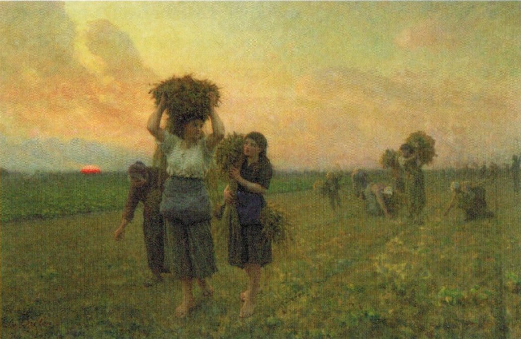 The Last Gleanings, vintage artwork by Jules-Adolphe Breton, 12x8" (A4) Poster