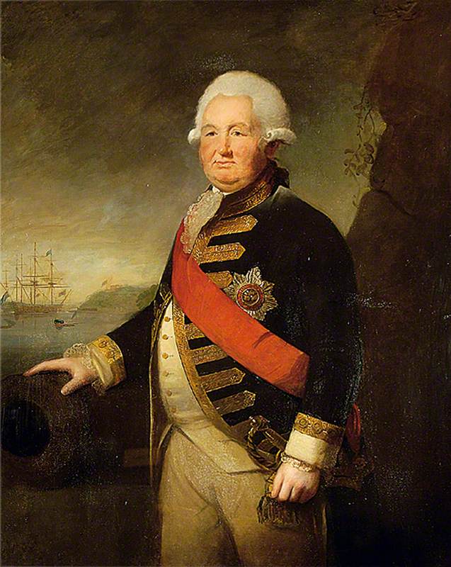 Admiral Sir Edward Hughes, vintage artwork by Sir Joshua Reynolds, 12x8" (A4) Poster