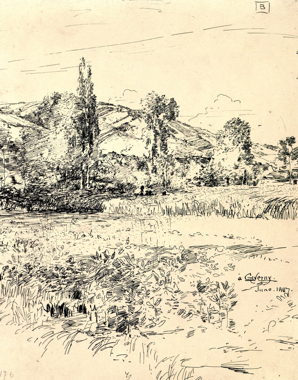 À Giverny, vintage artwork by William Blair Bruce, 12x8" (A4) Poster