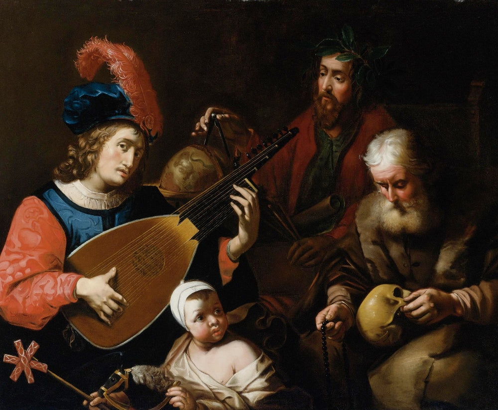 The four ages of man, vintage artwork by Attributed to Gerard van Kuijl, 12x8" (A4) Poster