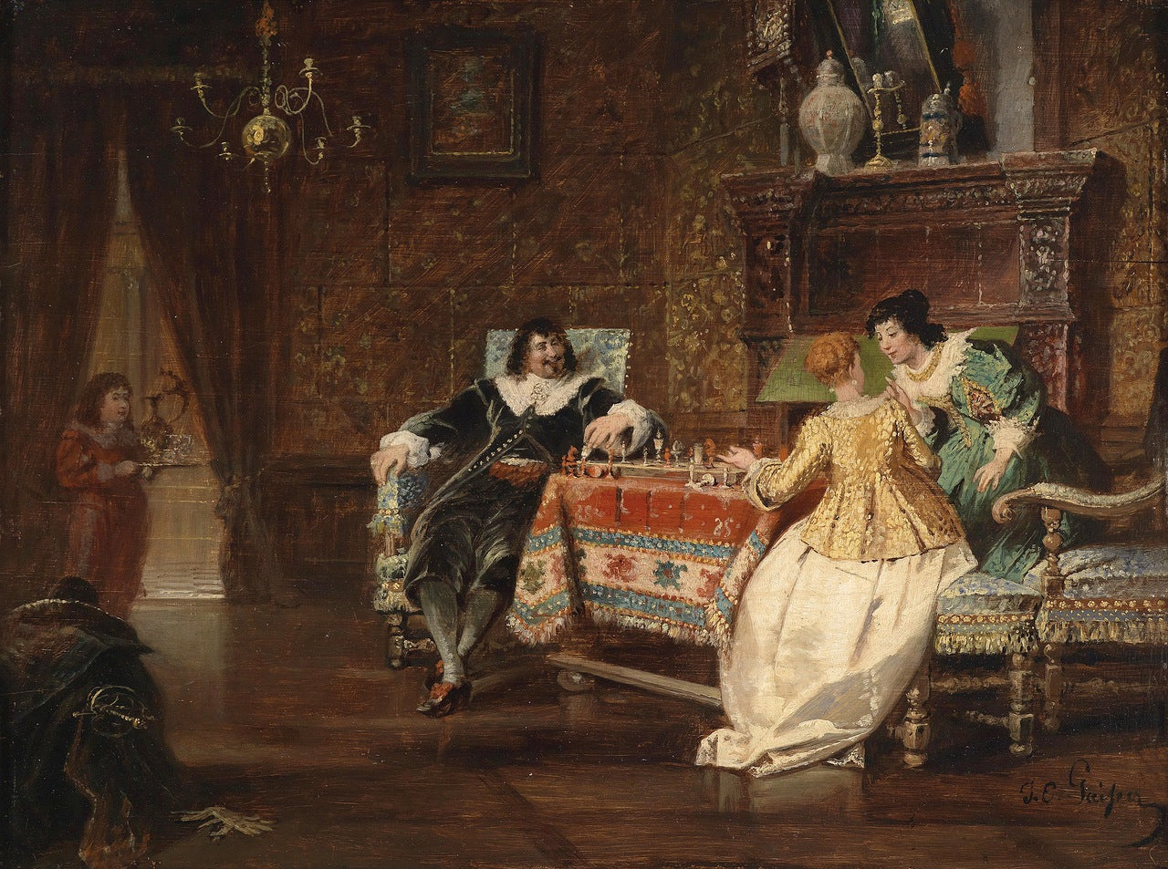 The game of chess, vintage artwork by Paul Emanuel Gaisser, 12x8" (A4) Poster