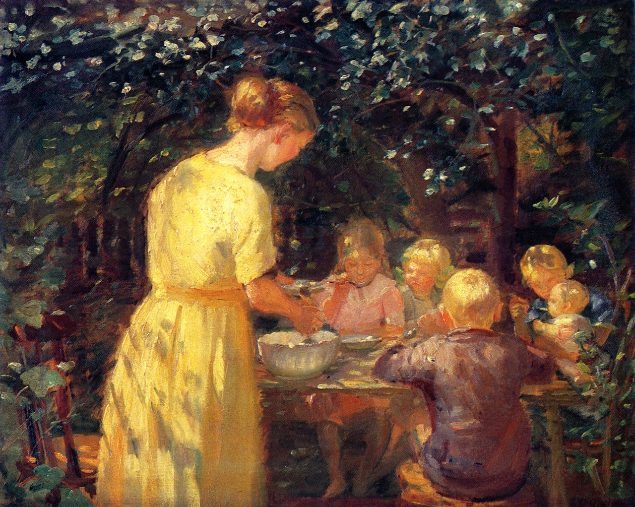 Midday Meal in the Garden, vintage artwork by Anna Ancher, 12x8" (A4) Poster