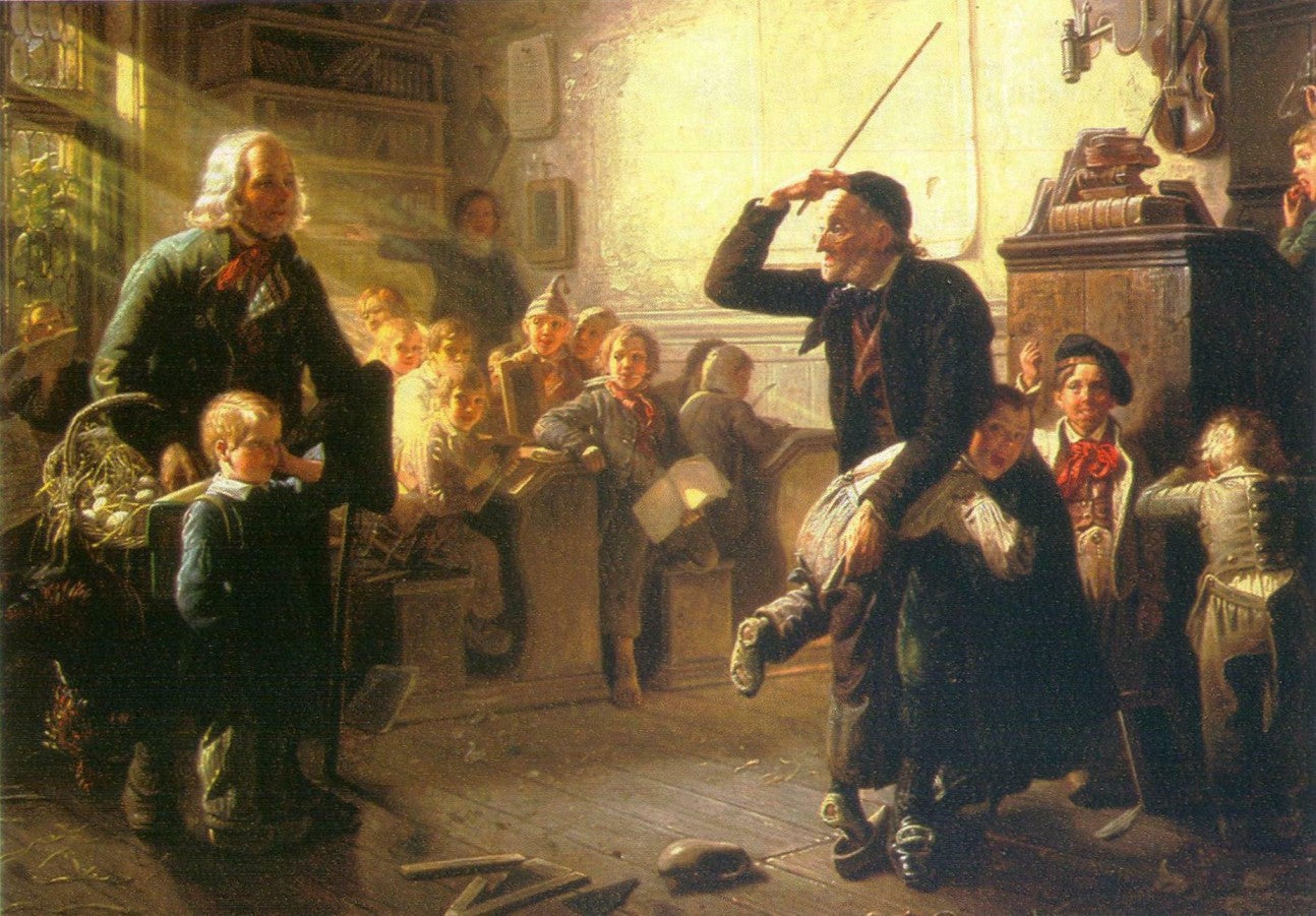 The first Day of School, vintage artwork by Johann Peter Hasenclever, A3 (16x12") Poster Print