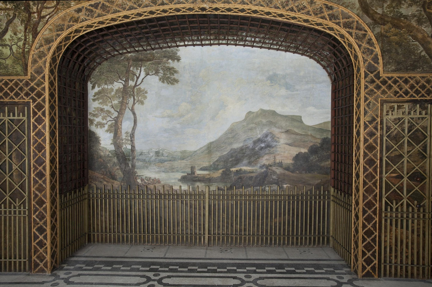 Landscape with Castle (from the Painted Dining Room, Drakelow Hall), vintage artwork by Paul Sandby , R.A., 12x8" (A4) Poster