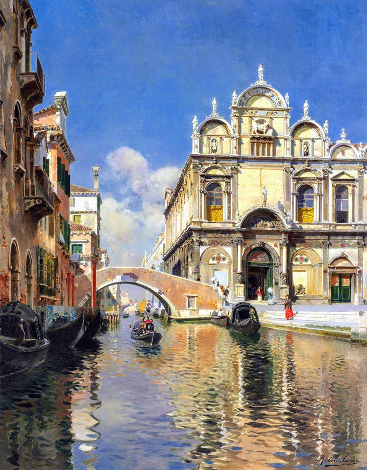 Cavallo on the Rio dei Mendicanti, Venice by Rubens Santoro,A3(16x12")Poster
