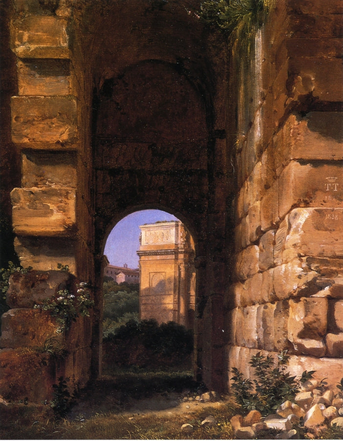 The Arch of Constantine Seen from the Colosseum, vintage artwork by Lancelot-Theodore Turpin de Crisse, 12x8" (A4) Poster